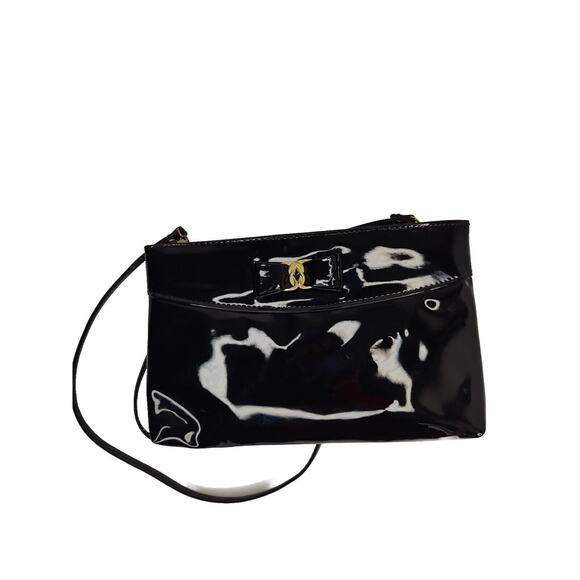 Black Vintage patent leather Bow Bag - Picture 1 of 7